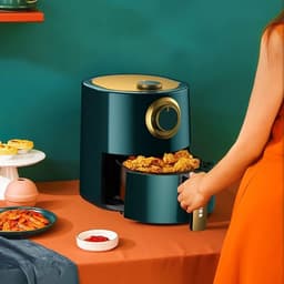 Heteluchtfriteuse - Olievrije Frituurpan - Gezond Koken - Automatische Bediening - 6 Liter - Groen — thumbnail 4