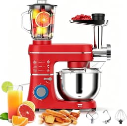 Keukenmachine - Mixer Deegklopper - Bakken en Koken - 5-in-1 Functies - 10L Kom - Rood — thumbnail 1