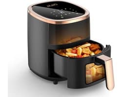 Heteluchtfriteuse - Airfryer XXL - Gezond Frituren - 8 Programma's - 6 Liter - Zwart Roségoud