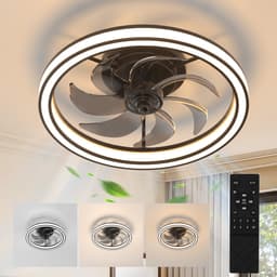 Haobosic Plafondventilator met Verlichting - 7 Transparante Bladen - 35W - Dimbare 3000-6500K - Met Afstandsbediening - Zwart - Modern Luxe - Voor Woonkamer Slaapkamer — thumbnail 1