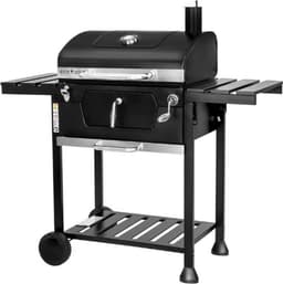 MasterCook Friend Houtskoolgrill met dubbele grill en mandinstelling, BBQ houtskool met deksel, thermometer, inklapbare planken, professionele houtskoolgrill van staal — thumbnail 1