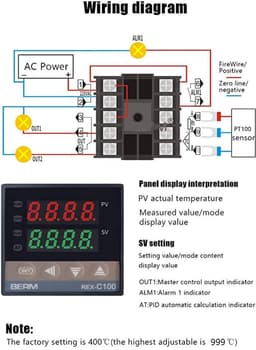 aladdien - REX-C100 LED PID-controllerkits - Digitale thermostaat - Slimme temperatuurregeling - Alarmfunctie - AC110V-240V - Geschikt voor industri... — thumbnail 5