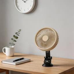 Auto Koelventilator - Auto Ventilator - Zomerse Rit - 360 Graden Verstelbaar - 13.6 cm Diameter - Crèmekleurig — thumbnail 2