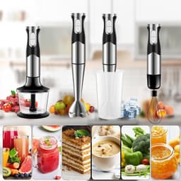 Staafmixerset 6-in-1 – 1200W – RVS Handblender – Incl. Hakmolen, Garde & Maatbeker 600ml – Voor Soep, Babyvoeding & Sauzen — thumbnail 4