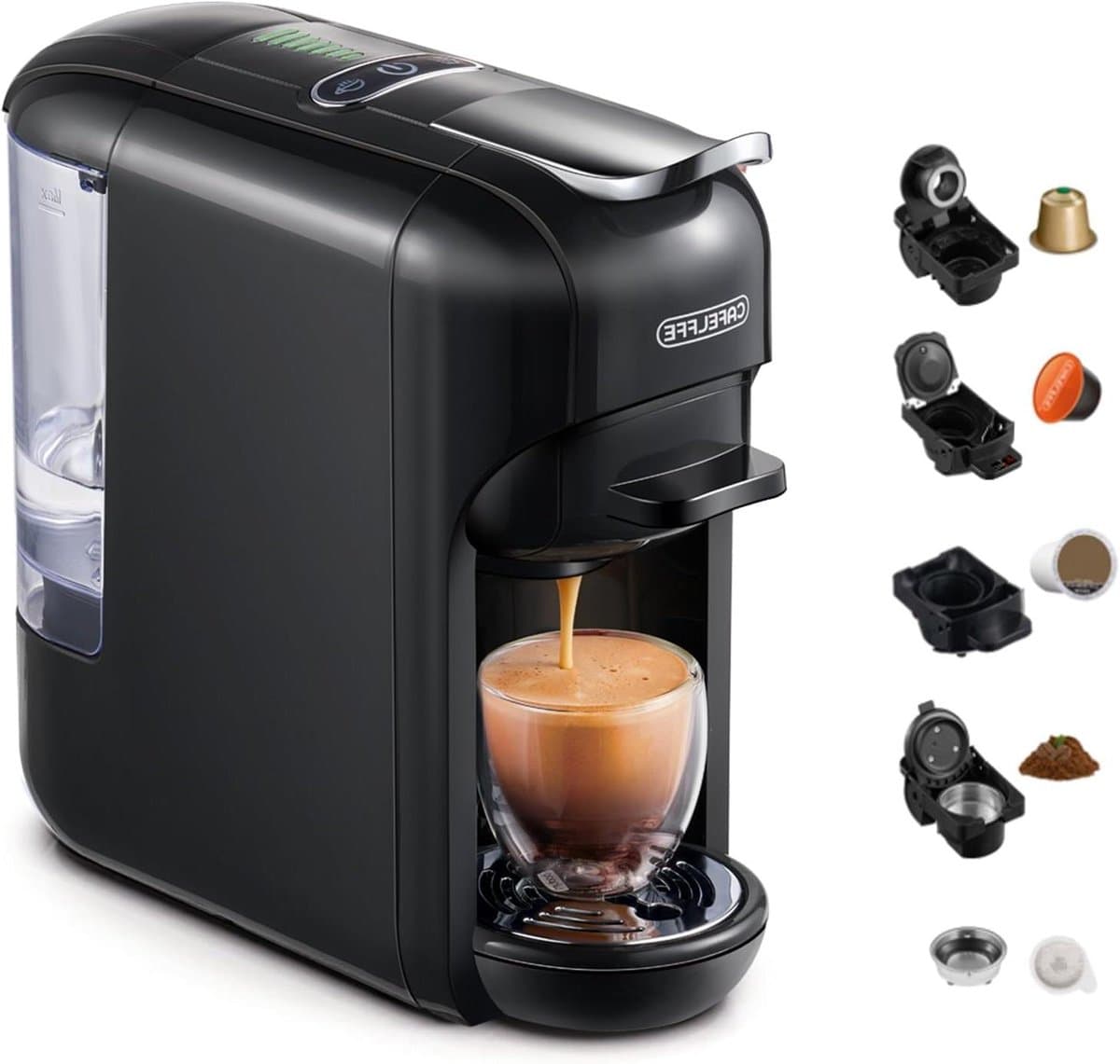 Koffiezetapparaat - Espressomachine - Thuis en kantoor - 5-in-1 compatibiliteit - 19 bar - Zwart — afbeelding 1