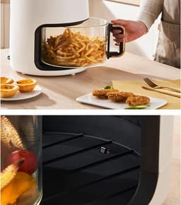 Heteluchtfriteuse - Airfryer Visueel Glas - Gezond Frituren - Grote Capaciteit - 5 Liter - Wit — thumbnail 6