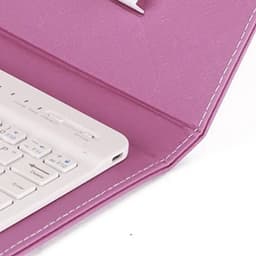 Draagbaar Bluetooth-toetsenbord met telefoonhouder, 7 inch draadloos toetsenbord, ultra dun met PU leren hoes voor 4.5-6.8 inch display telefoons (paars) — thumbnail 4
