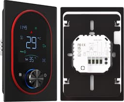 Intelligente thermostaat voor de thermostaat AC thuis met digitaal touchscreen VA en verstelbare knop 5 + 1 + 1 handleiding voor wekelijkse programmering, automatische vakantietijd (zwart) — thumbnail 3