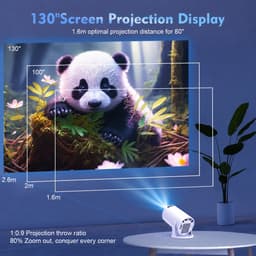 Novari - Beamer - Mini beamer - Projector - Smart beamer - Mini projector - Haarscherpe HD-weergave - 180° draaibare projectie — thumbnail 3