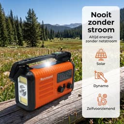 Noodradio met Solar, Dynamo & Powerbank - 20.000mAh - Inclusief 1x USB-C Kabel - LED-verlichting/Zaklamp - Draagbare Radio - SOS Alarm - AM/FM/NOAA-radio - Waterbestendig - Noodpakket — thumbnail 3