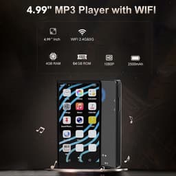 64GB MP3-speler met Bluetooth, 2,4 GHz / 5 GHz wifi en Bluetooth 5.0, muziekspeler voor Android 12, ingebouwde microfoon, 16 MP camera, 4,99 inch touchscreen, FM-radio en e-reader — thumbnail 3
