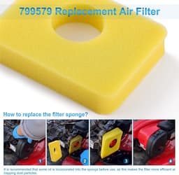 6 stuks 799579 Vervangend luchtfilter – 799579 Schuimfilter voor luchtfilterhuis – Luchtfilter 799579 voor grasmaaiers – Compatibel met Briggs & Stratton 590581 08P502 08P602 09P602 — thumbnail 3