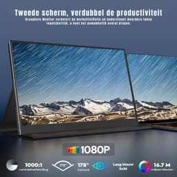 KAD® Portable Monitor - Draagbare Monitor voor Laptop - Ultra-Slank Tweede Scherm - Zwart - 1cm x 36cm x 22cm — thumbnail 3
