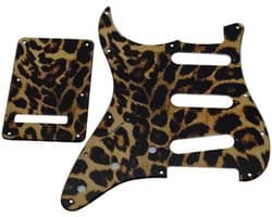 11-Hole Strat SSS 3D Geprinte Plastic Pickguard met Tremolo Cover en Backplate voor FD Strat - Leopard Stripe Design