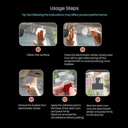3 Pcs Self Adhesive Pads Replacement Mounting Tape, Double Sided Tapes for Dashcam Attachment, Camera Strap, Phone Car Holder, with 3pcs Car Windshield Electrostatic Sticker (1.4×1.35 — thumbnail 2