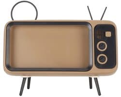 Allecto - - Phone Screen Bracket - Retro Televisie Stijl - Decoratieve Mobiele Telefoon Houder - Koffie Kleur - Geschikt voor Smartphones - Retro Desi