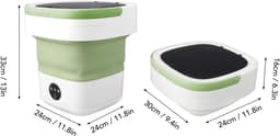 REN® Camping Wasmachine - Mini Wasmachine - Wasmachines - Opvouwbare Kleine Wasmachine en Droger - 7.5L - met Afvoer - Groen - 30cm x 30cm x 33cm; 2.08 kg — thumbnail 3