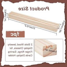 Houten Oorbellen Displaystandaard met 2 Slots, Lange Sieradenhouder voor Oorbellen en Ringen, Ideaal voor Thuis en Winkelgebruik, 31 x 4 cm — thumbnail 5