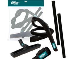 Sillar Stofzuiger Accessoires Set – voor Kärcher WD2 WD3 WD4 WD5 WD6 WD7 – 2m Zuigslang, 2x Verlengbuis 35mm, Vloerborstel 30cm met Natuurlijke Haren