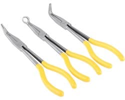 3-delige set extra lange punttang met gebogen neus en O-vormige punt voor precisiewerk en knutselen