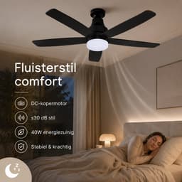 Rosnek Plafondventilator met Lamp - Ø106 cm - Ventilator Plafond met Dubbelzijdige Bladen - LED Plafondlamp Dimbaar - Afstandsbediening & App - 6 Snelheden - Stille DC Motor — thumbnail 4
