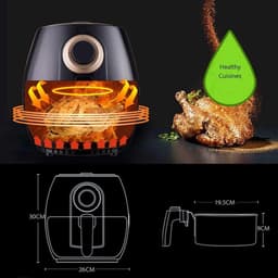 Heteluchtfriteuse - Mini oven - Gezond koken - Snel luchtcirculatie - 4 Liter - Rood — thumbnail 4