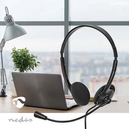 Nedis PC-Headset - On-Ear - Stereo - USB Type-A / USB Type-C - Opvouwbare microfoon - Zwart — thumbnail 3