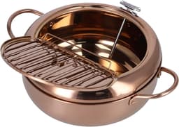 Friteuse met thermometer - Keukenaccessoire - Thuis koken - Diepe pot ontwerp - 32 liter - Rosé goud — thumbnail 5