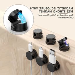Magnetische Kabelhouder met Draaibare Basis, Kabelbeheer met Magnetische Sluiting, 12 Stuks voor USB Opladen en Organisatie — thumbnail 3