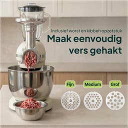 Keukenmachine Multifunctioneel - Keukenrobot Alles in één - Maaltijden Bereiden - Vervangt 5 apparaten - 6.2L Mengkom - Creme — thumbnail 2