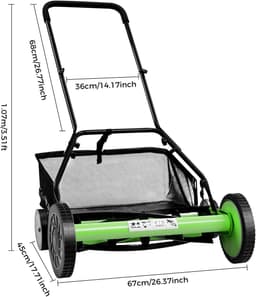 Handspindelmaaier - Kooimaaier - Gazon Onderhouden - Motorvrij en Stil - 50 cm Maaibreedte - Groen/Zwart — thumbnail 4