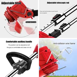 Lichte draadloze grastrimmer, elektrische grastrimmer op batterij, draadloze grastrimmer met 21 V, bosmaaier voor gebruik in de tuin/gazon/huis/buiten — thumbnail 3