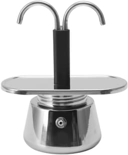 Dailygoods- Moka Pot Mini-espressomachine - Koffiezetapparaat van roestvrij staal - 2 kopjes - 2,8 oz - Italiaans design - Snel en elegant koffiezetten — thumbnail 1