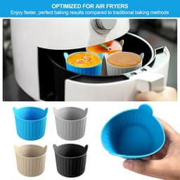 Deze 8-delige bakvormenset voor de airfryer is gemaakt van hoogwaardig, voedselveilig siliconen met een antiaanbaklaag. Geschikt voor airfryers en te gebruiken voor het maken van eieren, cupcakes, muffins, puddingen, taarten, vla, enz. — thumbnail 3
