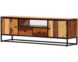 Tv-kast Massief Hout - Tv-meubel Vintage - Opbergen Woonkamer - Unieke Houtnerf - 120 x 30 x 40 cm - Bruin