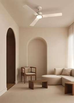 Ventilator Plafond - Luchtverplaatser Woning - Comfort Verhogend - Zomer Winter Functie - 132 cm Diameter - Zandkleur — thumbnail 1