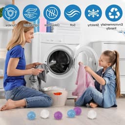 9 Stuks Droogballen voor Wasmachine, Herbruikbare Antistatische Ballen, Verminder Kreukels en Verbeter Kledingreiniging (Blauw, Wit) — thumbnail 2