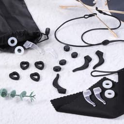 10 paar niet-slip bril oorhouders, universele silicone oorhaken, brillenhouders met schoonmaakdoek voor zonnebrillen en leesbrillen — thumbnail 3