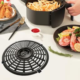 Airfryer Crisper Tray - Grill Pan Plate - Koken van Snacks - Dubbele Coating - 20.5 x 20.5 cm - Zwart — thumbnail 2