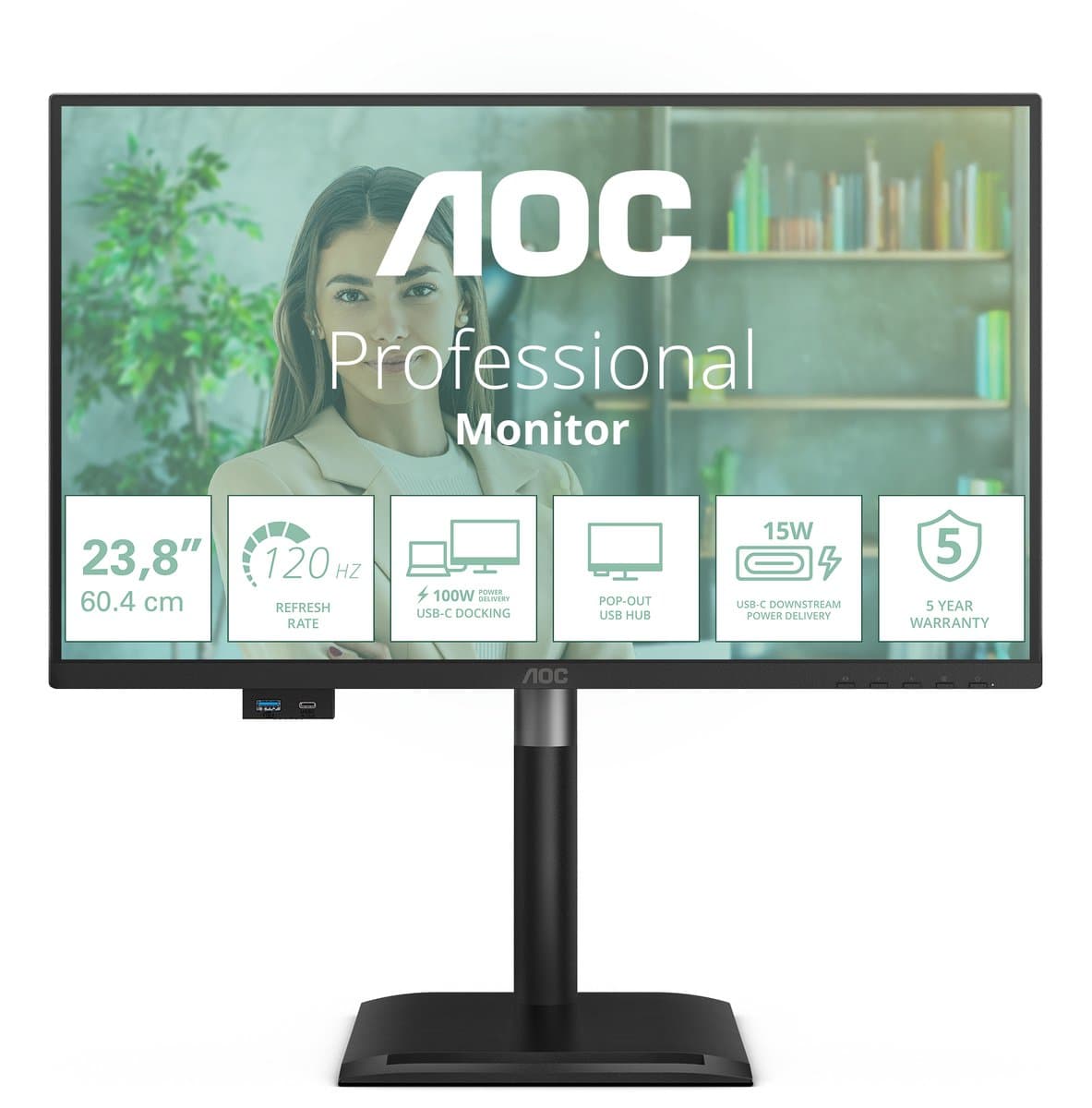 AOC 24P4CV computer monitor 60,5 cm (23.8") 1920 x 1080 Pixels Full HD LED Zwart — afbeelding 1