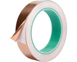 Dubbelzijdige geleidende koperen folietape voor EMI-bescherming, ideaal voor gekleurd glas, papiercircuits en elektrische reparaties (25 mm x 20 m)