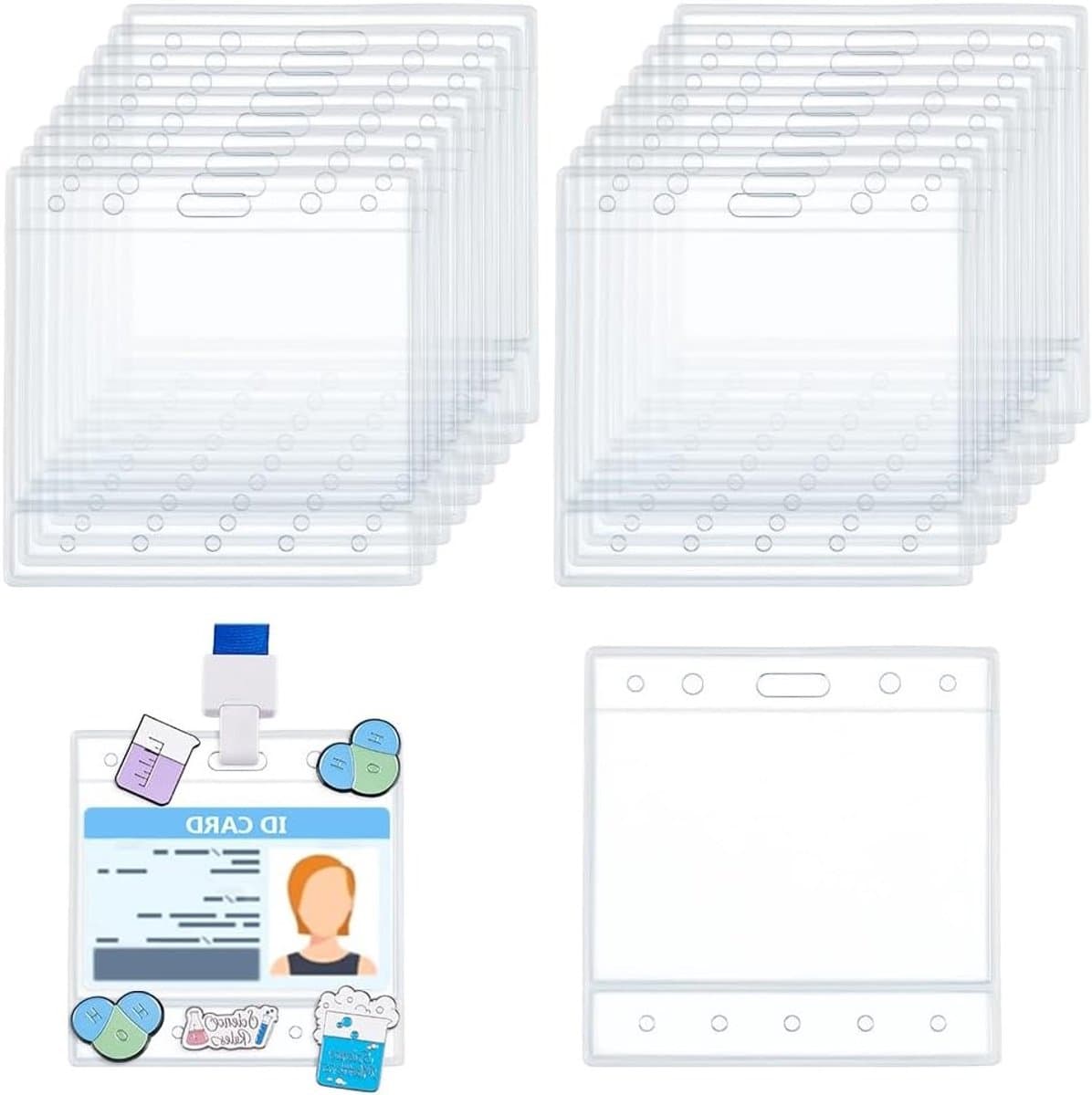 50 Stuks Kaart Naam Badge Houder - Waterdichte Plastic Pocket ID Houder voor Zorgprofessionals, Evenementen en Bedrijfsgebruik — afbeelding 1