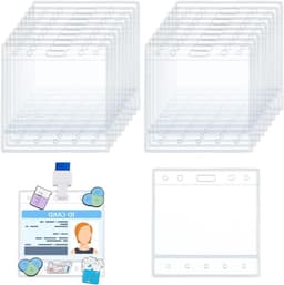 50 Stuks Kaart Naam Badge Houder - Waterdichte Plastic Pocket ID Houder voor Zorgprofessionals, Evenementen en Bedrijfsgebruik — thumbnail 1