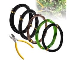 Bonsai Draad voor Boomtraining - 5 Rollen Aluminium Draad van 25 m, 1 mm, 1.5 mm, 2 mm - Ideaal voor Planten en Creatief Gebruik