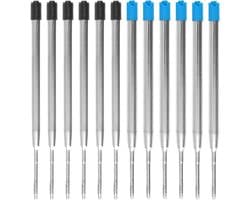 Navullingen voor balpen G2 in blauw en zwart, lijnbreedte 0.5mm, 12 stuks voor kantoor en school, lengte 10cm