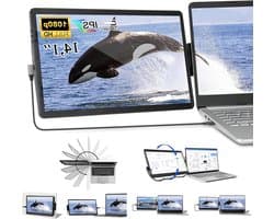 Laptop Schermverlenging - Dubbel Scherm - Productiviteit Verhogen - Draaibaar en Afneembaar - 141 inch FHD - Zwart