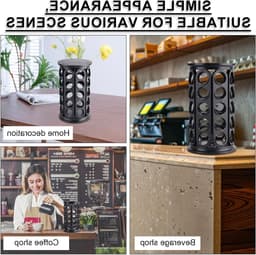 Organizer voor Koffiecups - Draaiende Houder voor 40 Koffiepads, Plastic Opbergoplossing voor Thuis, Kantoor en Keuken (Zwart) — thumbnail 4