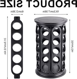 Organizer voor Koffiecups - Draaiende Houder voor 40 Koffiepads, Plastic Opbergoplossing voor Thuis, Kantoor en Keuken (Zwart) — thumbnail 5
