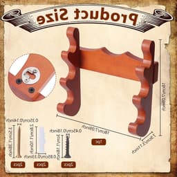 Houten Wandhouder voor Stokken, 18 x 8 x 18 cm, Drie-traps Standaard voor Wanddecoratie, Thuis en Kantoor, Bruin — thumbnail 5