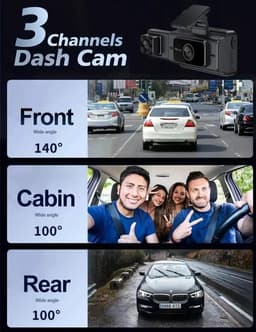 KZQ Dashcam met dubbele lens - Dubbele camera's voor en achter - Uitgerust met een 32GB SD-kaart - Full HD-videokwaliteit (1920p + 1080p) - Ultragroothoeklens van 140° - 24-uurs parkeerbewakingsmodus, loopopnamefunctie — thumbnail 4